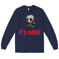 Navy Funny Friday 13th Funny Halloween Horror Long Sleeve Tee - lanVoArt