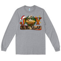Heather Grey joy to the world Long Sleeve Tee - CowGirlArtShop