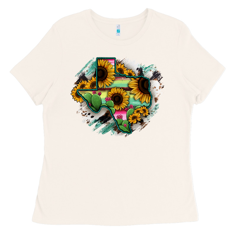 Texas Map Sunflower Cactus Serape Ladies Tee by RanaPortraitStore | Teevron