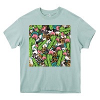 Western Cactus And Turquoise Gemstone With Leopard And Cowhide Seamles Heavy Core Tee | Teevron