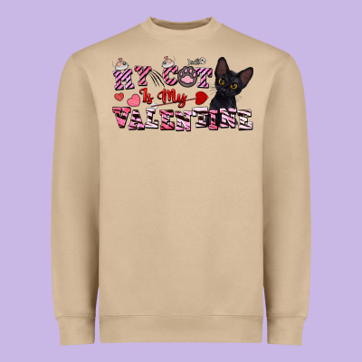 My Cat Is My Valentine Heavyweight Sweatshirt Designed By Fadigitalartstudio