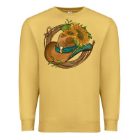 Antique Gold western hat with sunflowers and rope Premium Sweatshirt - Artiststas