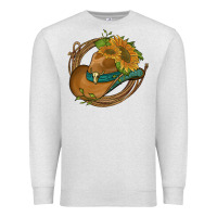 Oatmeal Heather western hat with sunflowers and rope Premium Sweatshirt - Artiststas