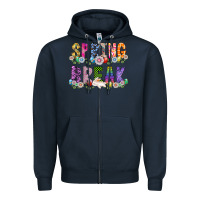 Navy SPRING BREAK Zipper Hoodie - CowhideDigitalArt