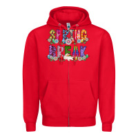 Red SPRING BREAK Zipper Hoodie - CowhideDigitalArt