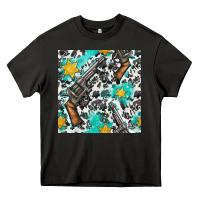 Asphalt Western Gun And Sheriff Stars With Cowhide Seamless Pattern Heavy Core Tee - BundleAndBundleShop
