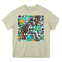 Mossy Western Gun And Sheriff Stars With Cowhide Seamless Pattern Heavy Core Tee - BundleAndBundleShop