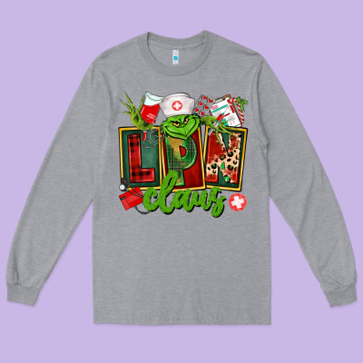 Lpn Licensed Practical Claus Long Sleeve Tee Designed By Cowgirlartshop
