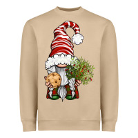 Mushroom Christmas Gnome With Cookie Heavyweight Sweatshirt - BundleAndBundleShop