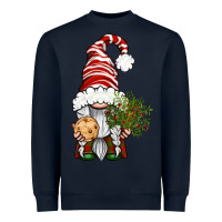 Navy Christmas Gnome With Cookie Heavyweight Sweatshirt - BundleAndBundleShop