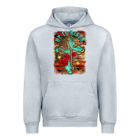 Heather Grey he is risen cross with roses background Urban Hoodie - BarkalooDesign