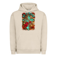 Pigment French Oak he is risen cross with roses background Urban Hoodie - BarkalooDesign