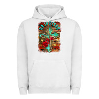 Pigment Lunar Rock he is risen cross with roses background Urban Hoodie - BarkalooDesign