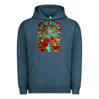 Pigment Midnight Navy he is risen cross with roses background Urban Hoodie - BarkalooDesign
