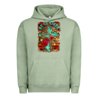 Pigment Oil Green he is risen cross with roses background Urban Hoodie - BarkalooDesign