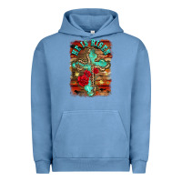 Pigment Pebble Blue he is risen cross with roses background Urban Hoodie - BarkalooDesign
