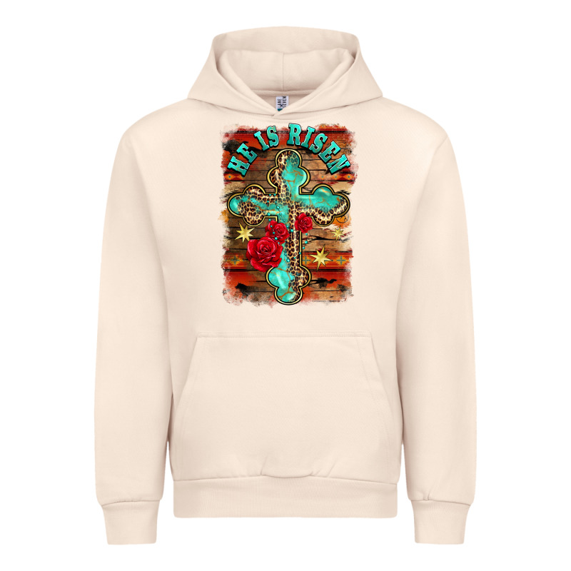 He Is Risen Cross With Roses Background Urban Hoodie by BarkalooDesign | Teevron