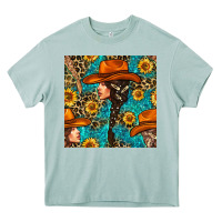 Arona Western Girl Hair Clasp And Sunflower With Leopard And Glitter Seamles Heavy Core Tee - BundleAndBundleShop