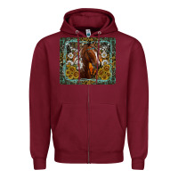Burgundy Western Horse Mouse Pad Zipper Hoodie - CowhideDigitalArt