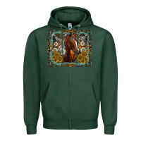 Sports Green Western Horse Mouse Pad Zipper Hoodie - CowhideDigitalArt