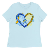 Baby Blue world down syndrome day heart Ladies Tee - Artiststas
