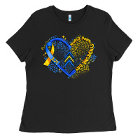 Black world down syndrome day heart Ladies Tee - Artiststas