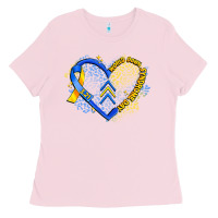 Bubblegum Pink world down syndrome day heart Ladies Tee - Artiststas