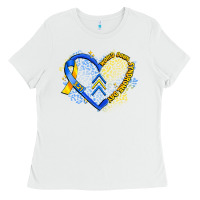 White world down syndrome day heart Ladies Tee - Artiststas