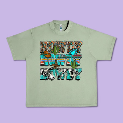 Western Howdy Howdy Howdy Urban Heavy Tee Designed By Howdyjamesfarm