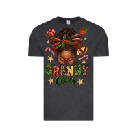 Vintage Black granny claus afro messy bun Vintage Tee - texasbilliewilder