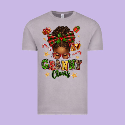 Granny Claus Afro Messy Bun Vintage Tee Designed By Texasbilliewilder