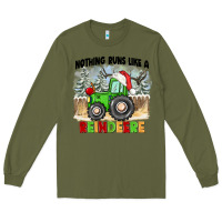 Army Green nothing runs like a reindeere Long Sleeve Tee - CowGirlArtShop