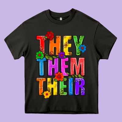 They Them Their Pride Lgbtq Heavy Core Tee Designed By Bundleandbundleshop