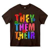 Chocolate Brown They Them Their Pride LGBTQ Heavy Core Tee - BundleAndBundleShop