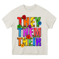 Cream They Them Their Pride LGBTQ Heavy Core Tee - BundleAndBundleShop
