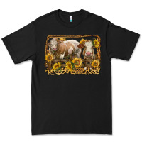 Black simmental bull and heifer with sunflowers Premium Tee - LillyAllenDesigns