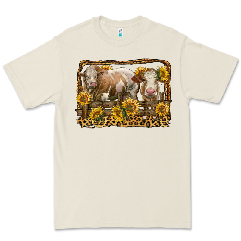Simmental Bull And Heifer With Sunflowers Premium Tee by LillyAllenDesigns | Teevron