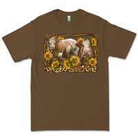Cacao simmental bull and heifer with sunflowers Premium Tee - LillyAllenDesigns