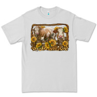 Dove Grey simmental bull and heifer with sunflowers Premium Tee - LillyAllenDesigns