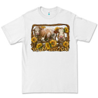 White simmental bull and heifer with sunflowers Premium Tee - LillyAllenDesigns