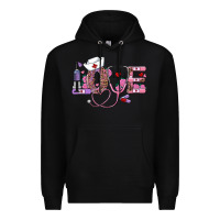 Black valentines day nurse love Premium Hoodie - RanaPortraitStore