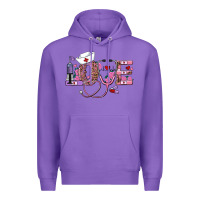 Purple valentines day nurse love Premium Hoodie - RanaPortraitStore