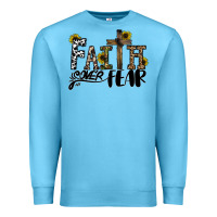 Ocean Blue faith over fear Premium Sweatshirt - CowhideDigitalArt