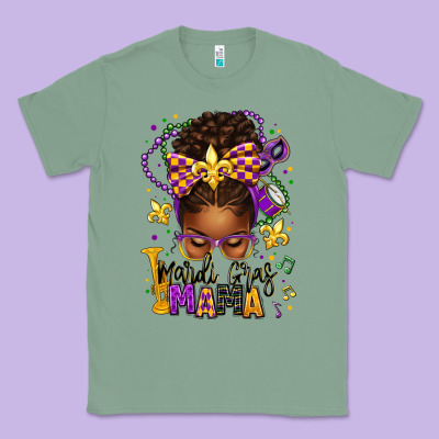 Mardi Gras Mama Afro Messy Bun Classic Tee Designed By Texasbilliewilder
