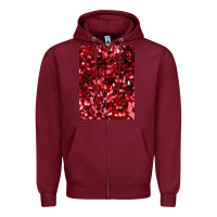 Burgundy red glitter party sequins Zipper Hoodie - lanVoArt