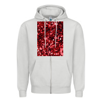 Dove Grey red glitter party sequins Zipper Hoodie - lanVoArt