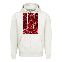 Oatmeal Heather red glitter party sequins Zipper Hoodie - lanVoArt