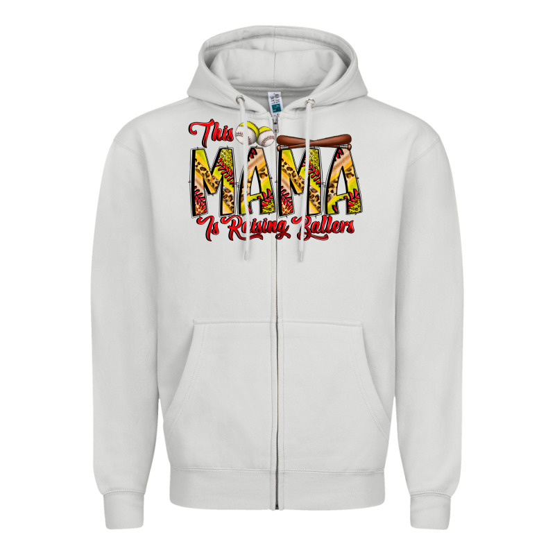This Mama Is Raising Ballers Softball And Baseball Zipper Hoodie by CowhideDigitalArt | Teevron