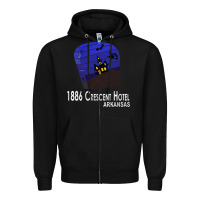 Black 1886 Crescent Hotel Eureka Springs Arkansas USA Halloween Haunted Bat  Zipper Hoodie - lanVoArt