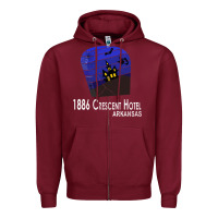 Burgundy 1886 Crescent Hotel Eureka Springs Arkansas USA Halloween Haunted Bat  Zipper Hoodie - lanVoArt